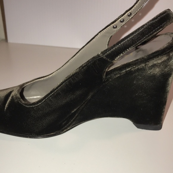 PRADA Black Velvet Wedge Heels Size 36 1/2
